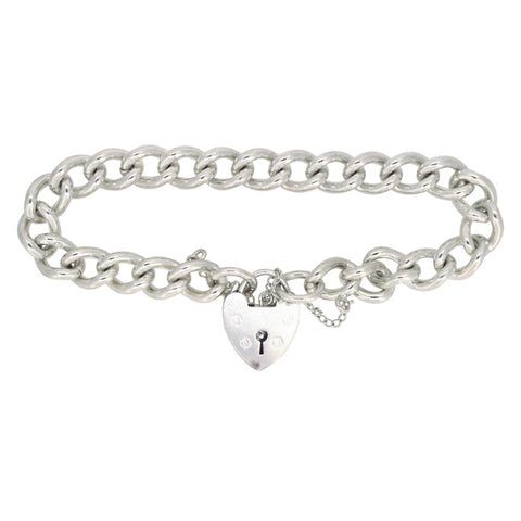 Silver Heart Lock Bracelet