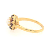 Garnet & Pearl Cluster Ring