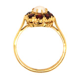 Garnet & Pearl Cluster Ring