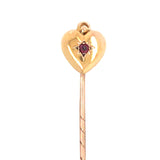heart tie pin, ruby tie pin