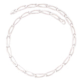 A silver open link collar necklace.