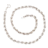 Silver rope link chain necklace with a hallmarked and dated Sheffield UK 1979 mark.