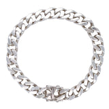 Vintage silver flat link curb link bracelet with a box clasp.