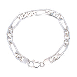 A silver Figaro link bracelet with a chunky, curb link design.