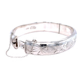 Leaf Pattern Silver Bangle