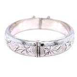 Leaf Pattern Silver Bangle
