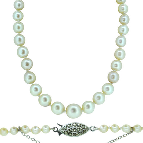 Pearl Necklace with 1920's Style Clasp