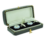 Silver Enamel Rose Cufflinks