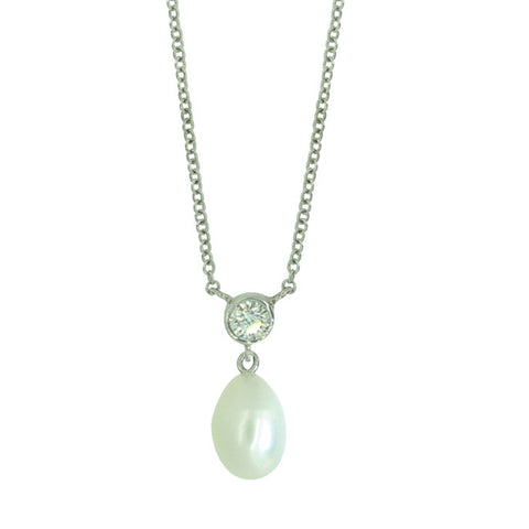Pearl & Diamond Pendant Necklace
