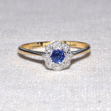 Sapphire & Diamond Daisy Ring
