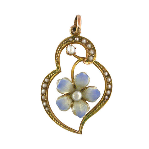 Art Nouveau Enamel Flower Pendant